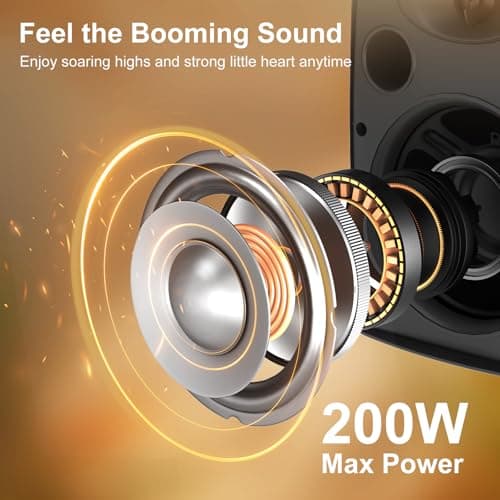 STUDIOFINIX 6.5 Inch 400W Outdoor Bluetooth Speakers Waterproof Wired, Wall Mount Speakers All-Weather Durability for Patio, Covered, Deck, Porch, Pool(Pair, Black) — view 3