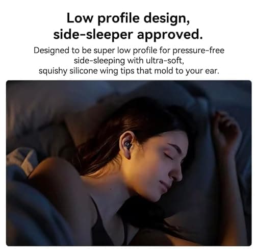 HTC NE76 Mini Sleep Earbuds for Side Sleepers, 3g Low-Profile Bluetooth 6.0 Wireless Earphones with AI Translation and USB-C Charging Case, Black — view 6