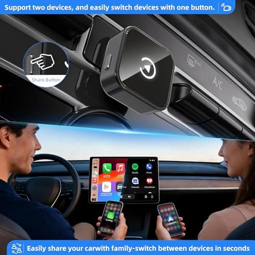Wireless CarPlay & Android Auto Adapter 2026 Upgrade Instant 2-Phone Switch, 2-in-1 Plug & Play OTA Dongle for iPhone & Android, BT 5.3 & Dual WiFi 6, Car GPS Navigation — view 5