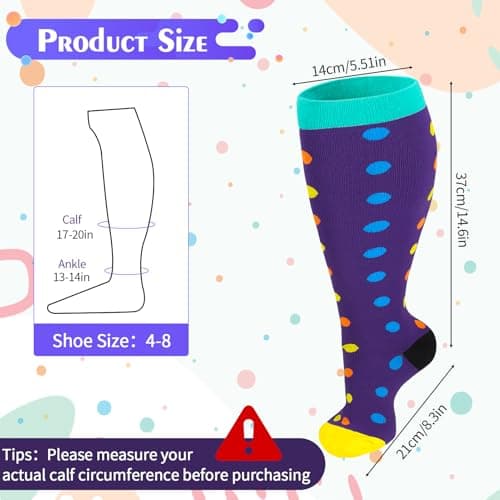 Zuimei 3 Pair 15-20 mmHg Plus Size Compression Socks for Women Men, 3Color — view 2