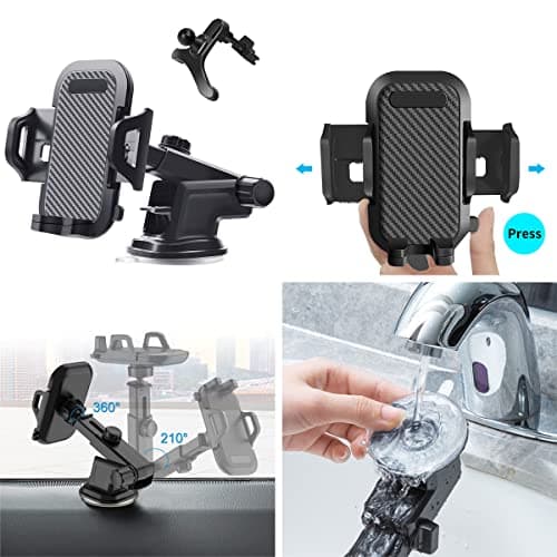 QZCQLLM Car Phone Holder 4-in-1 Mount Dashboard Windscreen Vent Desk, 360° Rotatable One-Hand Operation for 4.7-6.7 Inch Smartphones — view 5