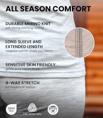 100% Merino Wool Base Layer Womens Set - Thermal Underwear Womens + Socks (Small, 250 Charcoal Grey) — view 4