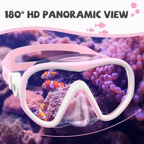 Findway Kids Snorkel Mask, Kids Swimming Goggles with Nose Cover for Children Aged 4-16, 180°HD Panoramic View, Waterproof and Anti-Fog Diving Masks — view 3