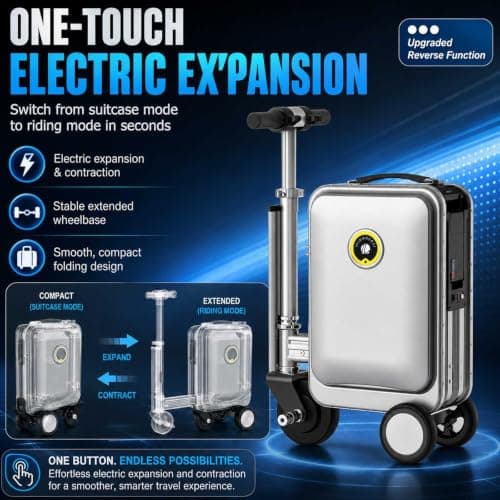 Smart Electric Luggage,Aluminum Ride-On Suitcase With 5.5-Inch black — view 3
