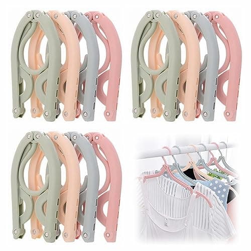 12pcs Folding Clothes Hangers, LOMYLM Travel Hangers Foldable