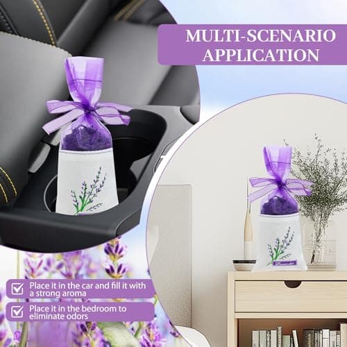 Lotnery 40 Pack Lavender Bags for Moths - Purple Drawstring Organza Sachets with Ribbons | Moth Repellent Wardrobe Fresheners, DIY Dried Herb Pouches for Drawers & Travel — view 5