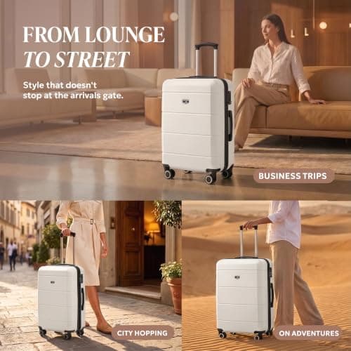 LUGG 24 Inch Jetset Suitcase Hard Shell Case 4 Wheel Travel Bag Lightweight ABS Material with TSA Lock Approved for Travel with easyJet, British Airways, RyanAir, Virgin Atlantic (65x44x25.5cm) — view 4