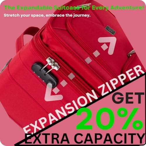 ATX Luggage 26” Medium Suitcase Expandable Durable Lightweight Suitcase with 2 Wheels & Built-in 3 Digit Combination Lock (Red, 79 Liter) — view 2