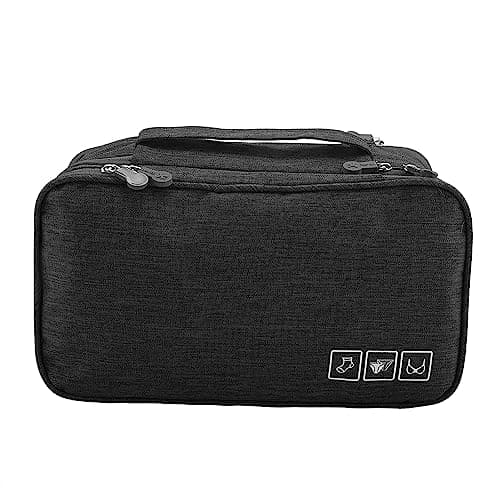 AKLOSIPY Portable Travel Storage Underwear Bra Socks Bag USB Cable Tech Accessory Case – Compact .5” X .5” X 3.” Multi-Compartment Packing Pouch for Women Men Digital Nomads Gym Business (Black) — view 6