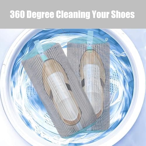 2 Pack Shoe Washing Machine Bag Shoe Trainer Washing Machine Bag Mesh Laundry Bags Shoe Bags for Travel Reusable Shoe Cleaning Bag for All Shoe Sizes (Grey) — view 6