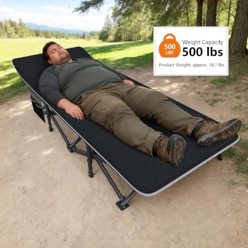 ATORPOK SHOP Oversized Camp Beds for Adults with Pad, 500LBS Heavy Duty — view 2