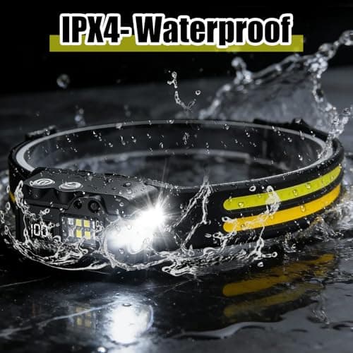 2 Pcs Head Torch Rechargeable with Motion Sensor, Lumilight Head Torch Removable IPX4 Waterproof with Helmet Clips, Lightweight LED Headlamp Long Lasting Super Bright for Camping Running Cycling — view 4