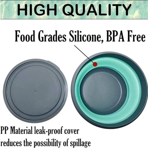Anicy Foldable Camping Bowls - 3 Pieces Silicone Collapsible Bowl with Lid Portable Food Storage Container Bowl Round for Hiking Kitchen School Outdoor (Green) — view 6