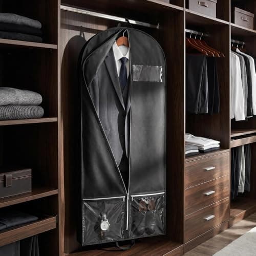 137cm Black Breathable Garment Suit Bag with 10cm Expandable Gusset — view 5