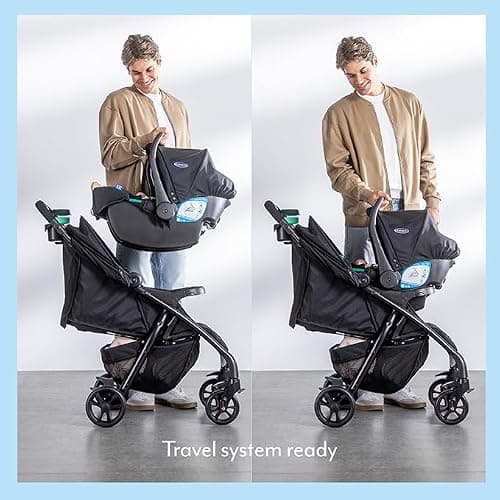 Graco Tavira Travel System - Suitable from Birth to Approx. 4 Years (0-22kg). One-Hand Folding, Compact Pushchair, Includes i-Size car seat, Midnight Fashion — view 4