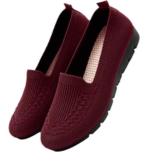 Women's Loafers Shoes Flats Slip-On Stretch Knit Upper Mesh Breathable Walk