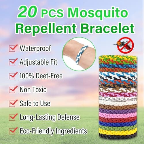 Audasi Mosquito Repellent Bracelet 20 Pack, Adjustable Leather Mosquito Bands Natural Insect Repellent Wristbands for Adults and Kids 300 Hour Insects Protection Wristbands Tools — view 3