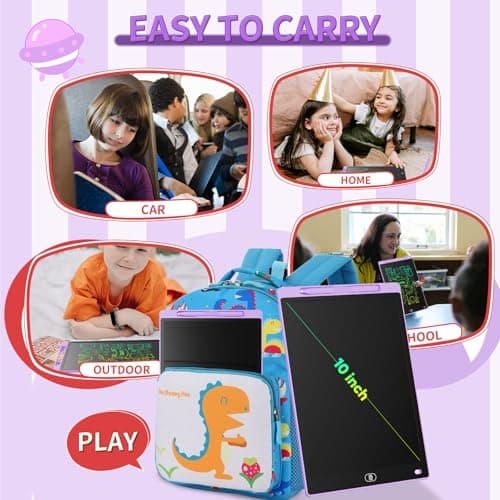 Genialba 10 inch LCD Writing Tablet Colorful Screen Drawing Board Toddler Toys Learning Educational Toys Gifts for Birthday for 2 3 4 5 6 Year Old Boys Girls (Purple) — view 4