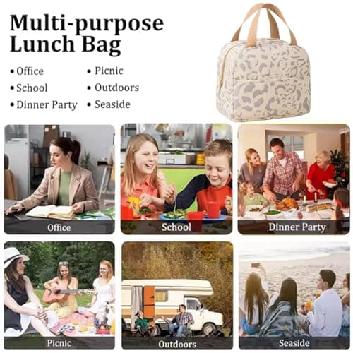 WUWYOUWL Corduroy Lunch Bag Large Capacity Waterproof CoolerBag (Beige) — view 4