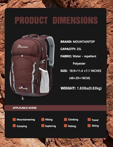 MOUNTAINTOP 25L Hiking Backpack Lightweight Rucksack for Men Women — view 4