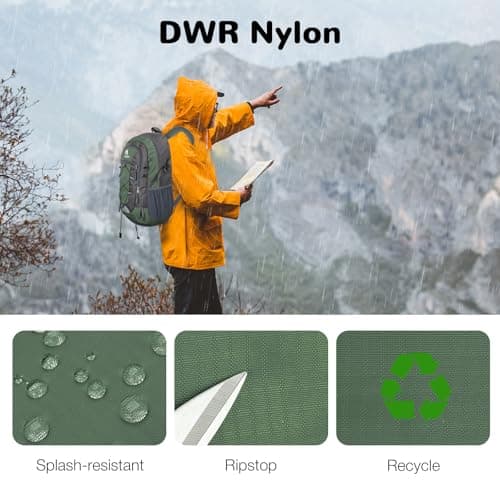 Outplea 25L Hiking Backpack for Men Women, Lightweight Outdoor Rucksack for Trekking Climbing Sports, Casual Daypack for Travel School Work, Green — view 4