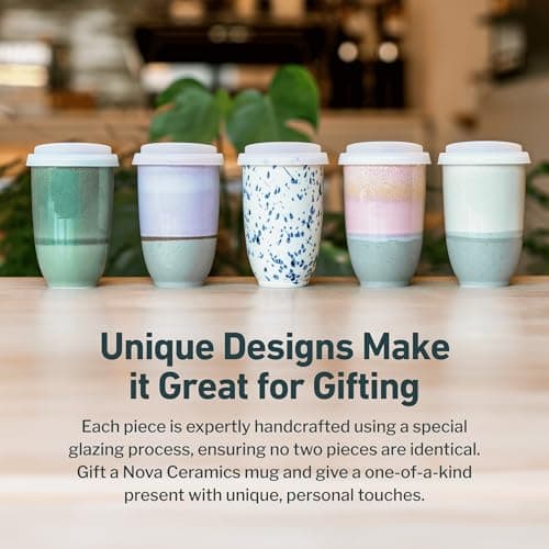 NOVA CERAMICS Travel Mug On the Go Coffee Tumbler Microwave & Dishwasher Safe Green Coffee Tumbler - Gifts for Women Men Him Her 355ml Emerald — view 5