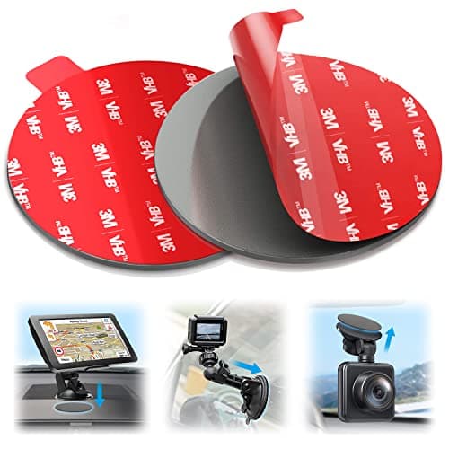 volport Sticky Adhesive for Dash Cam Suction Cup Mount, 90mm Circle Heat Resistant Double Sided Extra Strong Mounting Tape Pad Replacement for Car Boat Dashboard Windshield Camera GPS Sucker Holder