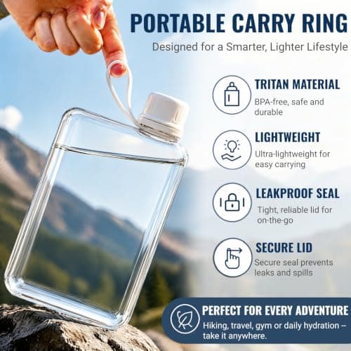 ZAVOOS 2 Pack 17 Oz Portable Flat Water Bottle — view 4