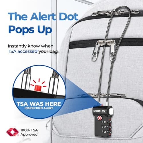 SURE LOCK TSA Compatible Travel Luggage Locks, Inspection Indicator, Easy Read Dials (Extra Long Cable) — view 4