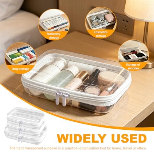 Clear Hard Shell Zipper Cases, 3 Pcs Waterproof Clear Travel Toiletry Bag — view 4