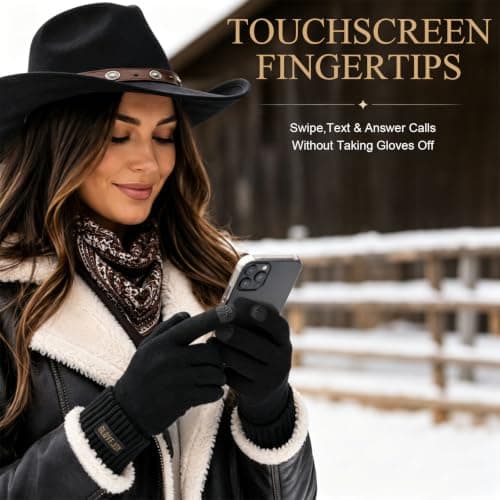 Innfttwo Merino Wool Thermal Gloves Womens, Mens Winter Glove, Winter Touchscreen Gloves with Fleece Lining for Running Ski,Black,L — view 2