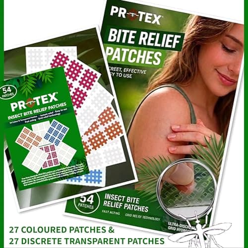 PR0TEX 54 Insect Bite Relief Patches (27 Coloured & 27 Transparent) Providing Fast Acting Relief from Itching and Swelling Caused by Mosquito Bites, Midges, Bee and Wasp Stings. Chemical Free. — view 2