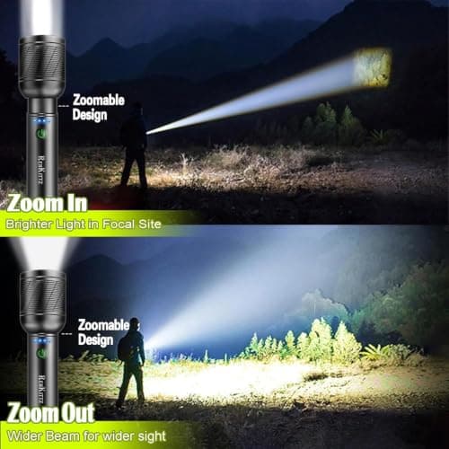 REHKITTZ Rechargeable LED Torches, [2 Pack], 2200 Lumens, Super Bright — view 5