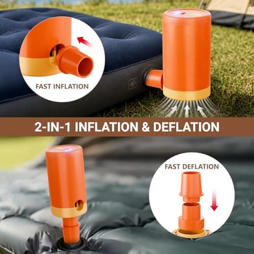 HAFOEEP Mini Electric Air Pump for Inflatables, USB Rechargeable, Fast Inflating & Deflating, 5 Nozzles for Air Bed Mattress Paddling Pool Toys Swimming Ring Vacuum Bags, Portable Air Pump Camping — view 4