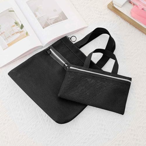 Gauze Bags | 2 Piece Set with Zipper Organizer for Toiletries,Mesh Shower Bag | For Fitness Camping Student Room University Room Cruise Shampoo Sunscreen and Makeup and, Black, verwijzen naar de — view 3