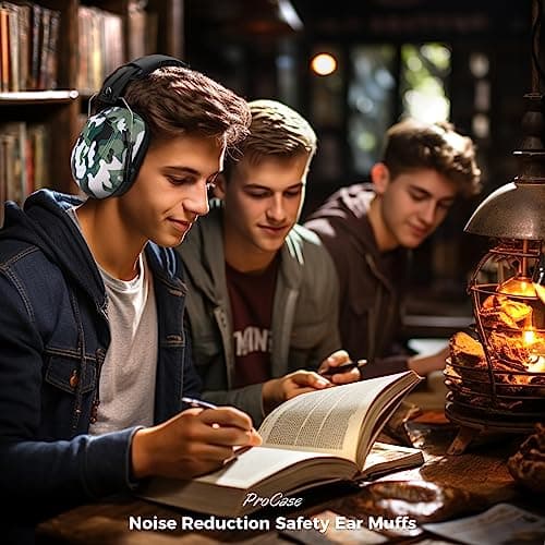ProCase Ear Defenders Adults, NRR 28dB Noise Cancelling Headphones for Autism Kids Children, Hearing Protection Earmuffs, Sensory Headphones for Shooting Construction Mowing -Camogreen — view 5