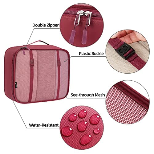 BAGAIL 10 Set Packing Cubes Various Sizes Packing Organizer for Travel Accessories Luggage Carry On Suitcase - Burgundy — view 5