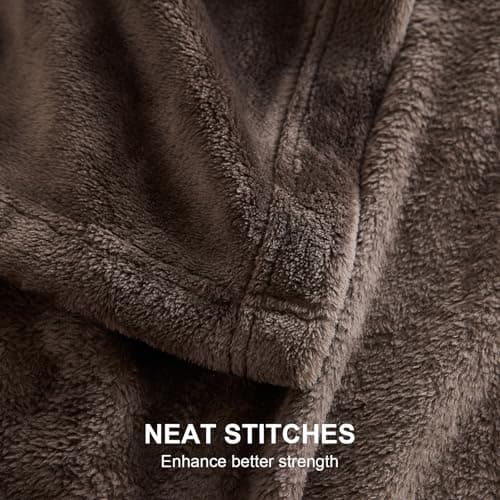 EHEYCIGA Single Fleece Throw Blanket for Sofa 130x165cm, Brown — view 2