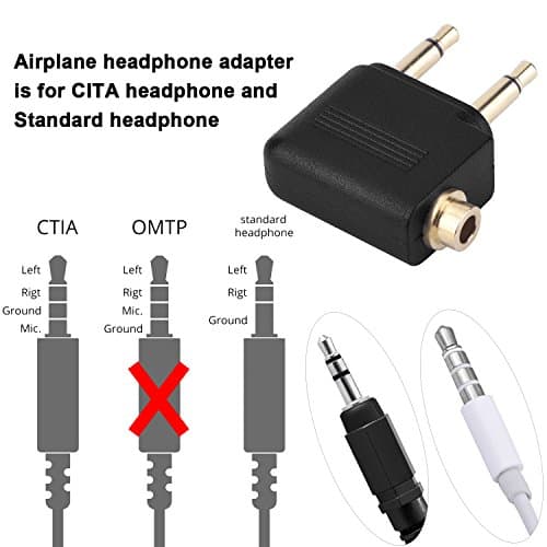 EBOOT 3 Pcs Airplane Headphone Adapter Airline Flight Adapter for Headphone — view 4