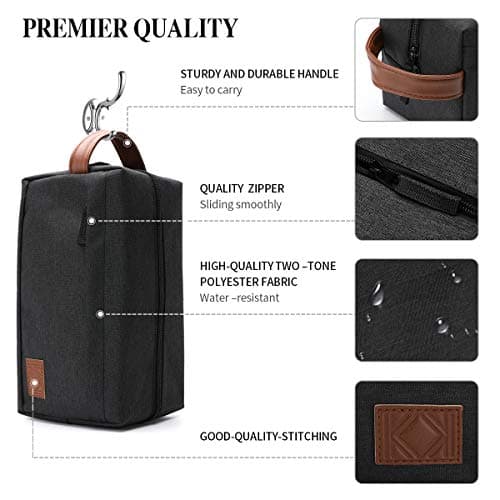 KK Water - Resistant Hanging Toiletry Travel Bag – Spacious Black Gym, Shaving, Make Up Bag for Men & Women — view 2