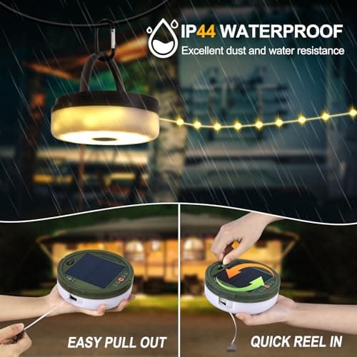 SMY Lighting 4 in 1 Solar Camping String Lights, 72.2Ft Ultra Long String with 220LEDs, Solar Powered and USB Rechargeable Light with Remote Control, Portable Camping Light for Hiking, Decorations — view 6