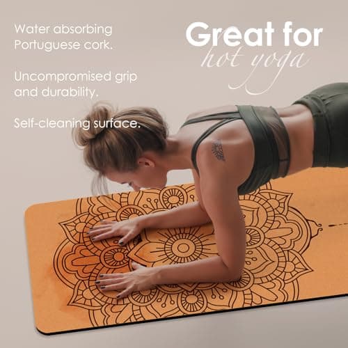 Cork Yoga Mat Non Slip Unique Design Natural Cork Tpe Material Fitness Exercise Mat with Carry Bag and Strap For Home, Pilates,Aerobic,Gym & Workout 72 X 24 — view 5