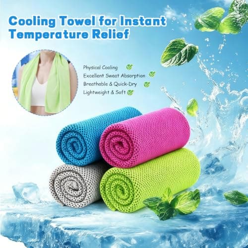 XQMMGO 4 Pack Cooling Towels for Neck and Face, 100x30cm Instant Ice Cold Microfibre Gym Towel for Sports, Workout, Cycling, Holiday Travel & Hot Flushes, Quick Dry Sweat Towel — view 6