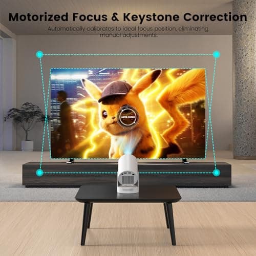Mini Projector,Smart 4K 1080P Projector with WIFI 6 and Bluetooth 5.4,Auto Keystone,Portable Movie Projector for bedroom Home Cinema Compatible with TV Stick,iOS,Android,HDMI,Laptop — view 3