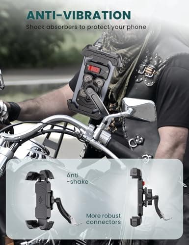 GREFAY Motorbike Phone Holder, Mirror Mount Anti-Vibration, 4.7-7.2" Phones — view 4