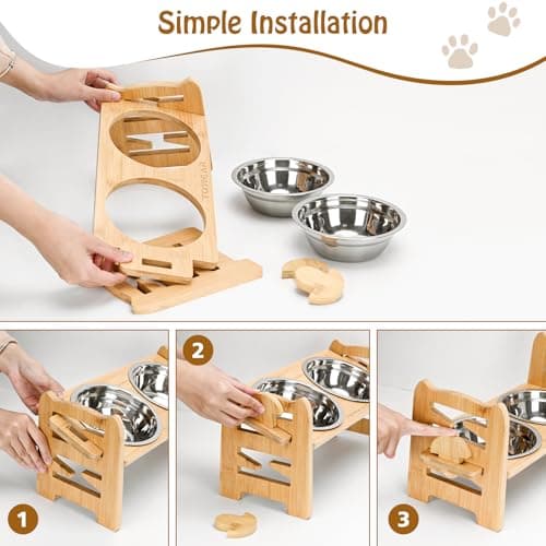 Raised dog Bowls 6 Level Adjustable,2 Stainless Steel Bowls,For Small dog — view 6