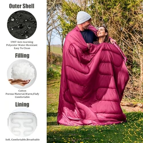 Double Sleeping Bag, Extra Large 3-4 Season Lightweight,Waterproof Indoor & Outdoor Use for Adults & Kids, Premium Sleeping bag for Hiking, Backpacking and Camping (Rose red) — view 3