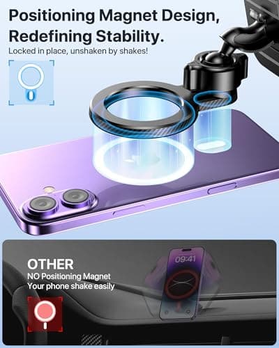 Miracase for MagSafe Car Mount【Won’t Block Vent & 20 Strongest Magnets】 Magnetic Phone Holder for Car Phone Holder Mount Dash for Car Accessories for Women Men for iPhone 17 Pro Max Air 16 15 14 13 12 — view 4