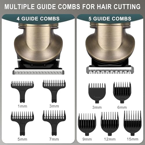 Hatteker Beard Trimmer Kit Professional Hair Clipper Zero Gapped T-Blade Electric Razor Shaver for Nose Ear Body Face Mustache Trimmer for Men Cordless Grooming Kit Waterproof 8 in 1 — view 4