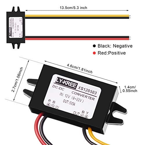 Weewooday Direct Current Converter 12v to 5v 3a 15w Buck Converter Module, Reduced Voltage Regulator Car Power Output Power Adapter, Wire Interface(1 Piece) — view 3